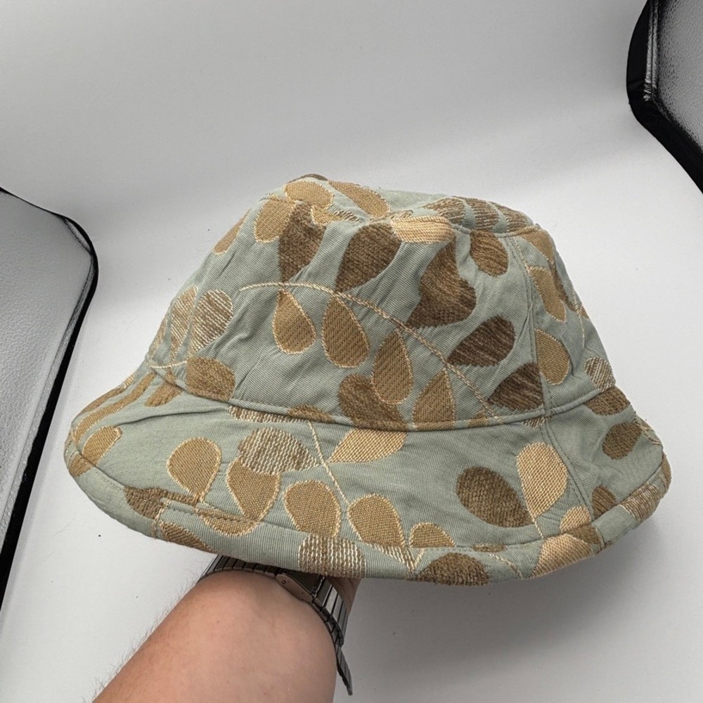 Y2K RCappelli Bucket Hat Womens Teal Green Brown Reversible Embroidered Sun Hat